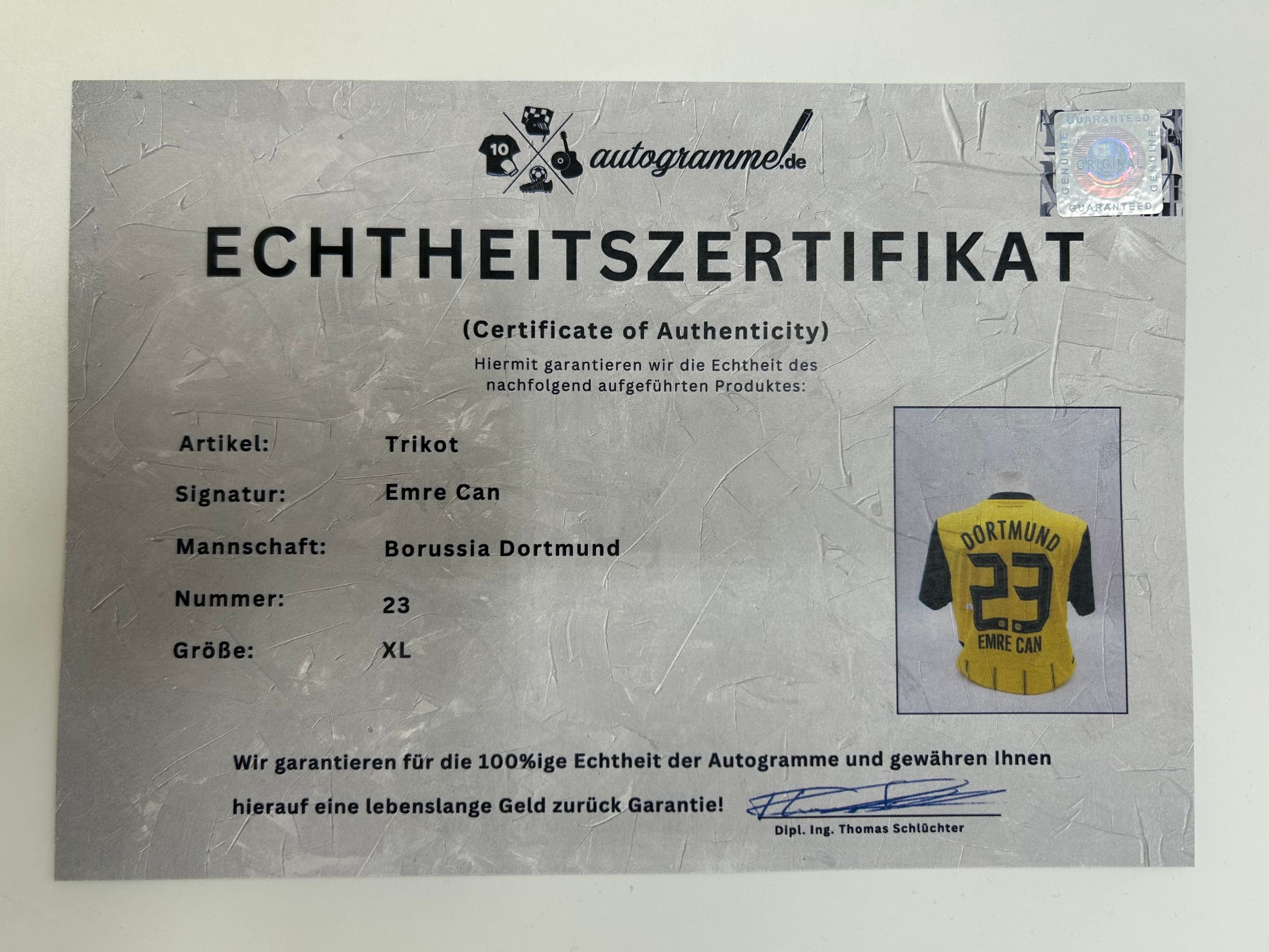 Borussia Dortmund jersey signed by Emre Can, autographed BVB Puma XL