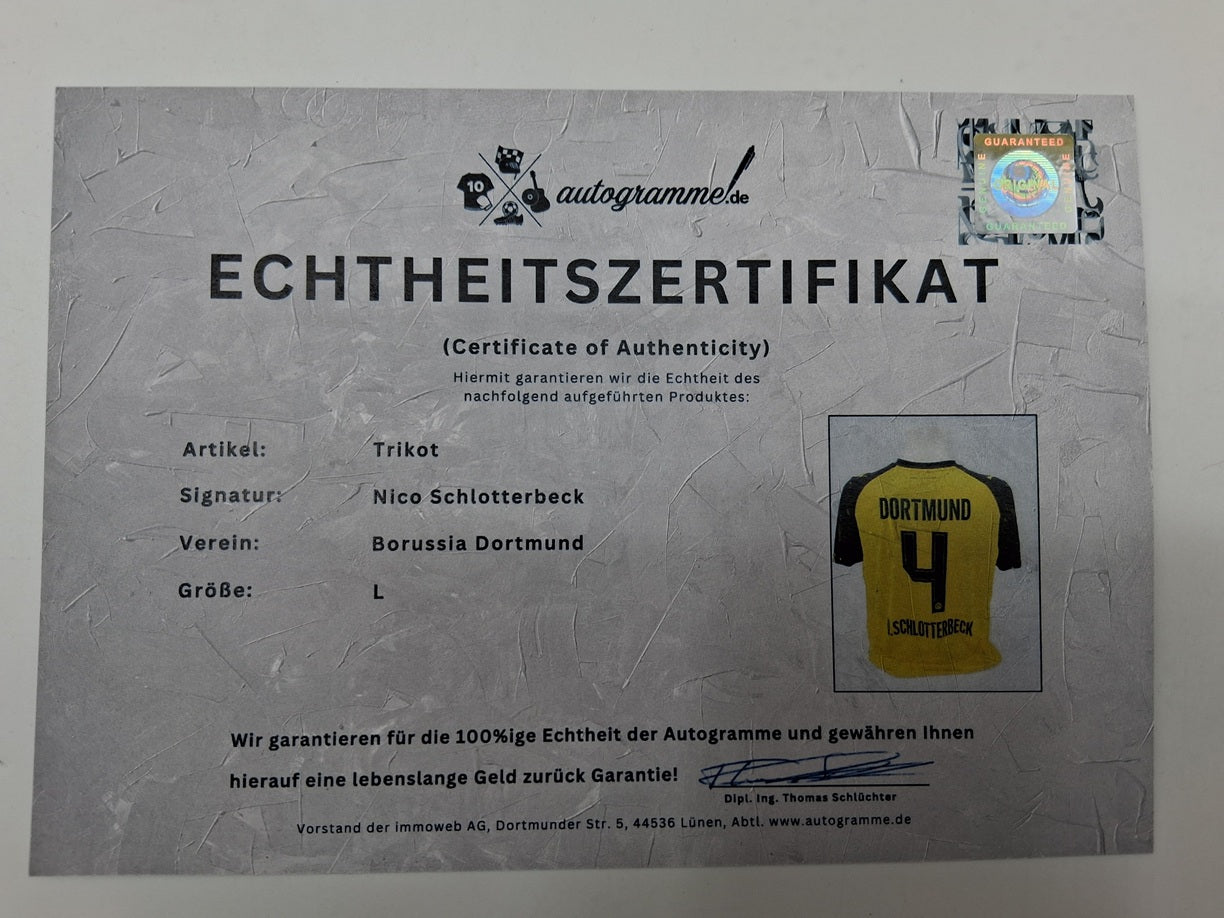 Borussia Dortmund Trikot Nico Schlotterbeck signiert BVB Puma L