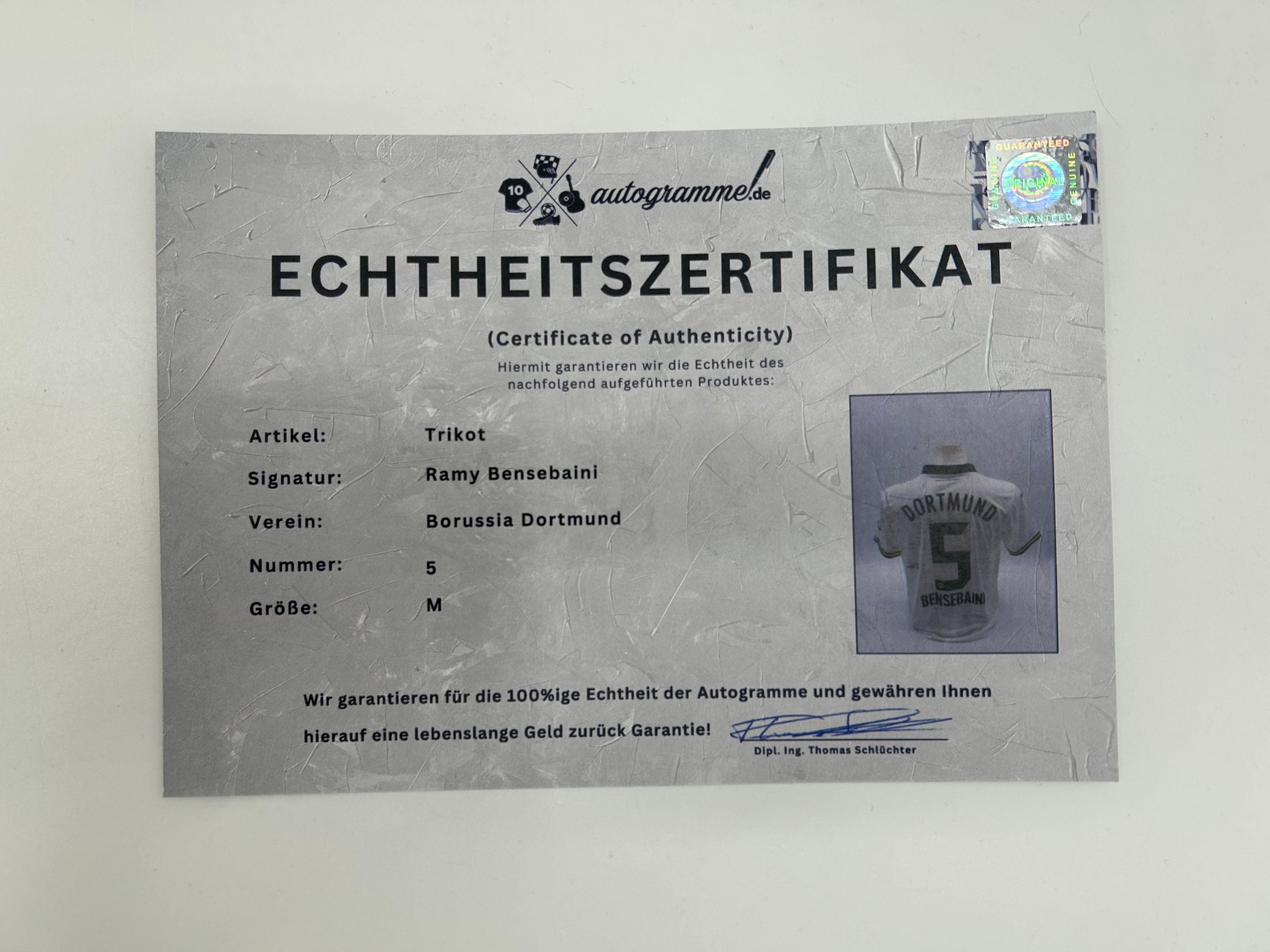 Borussia Dortmund jersey Ramy Bensebaini signed autograph BVB Puma M