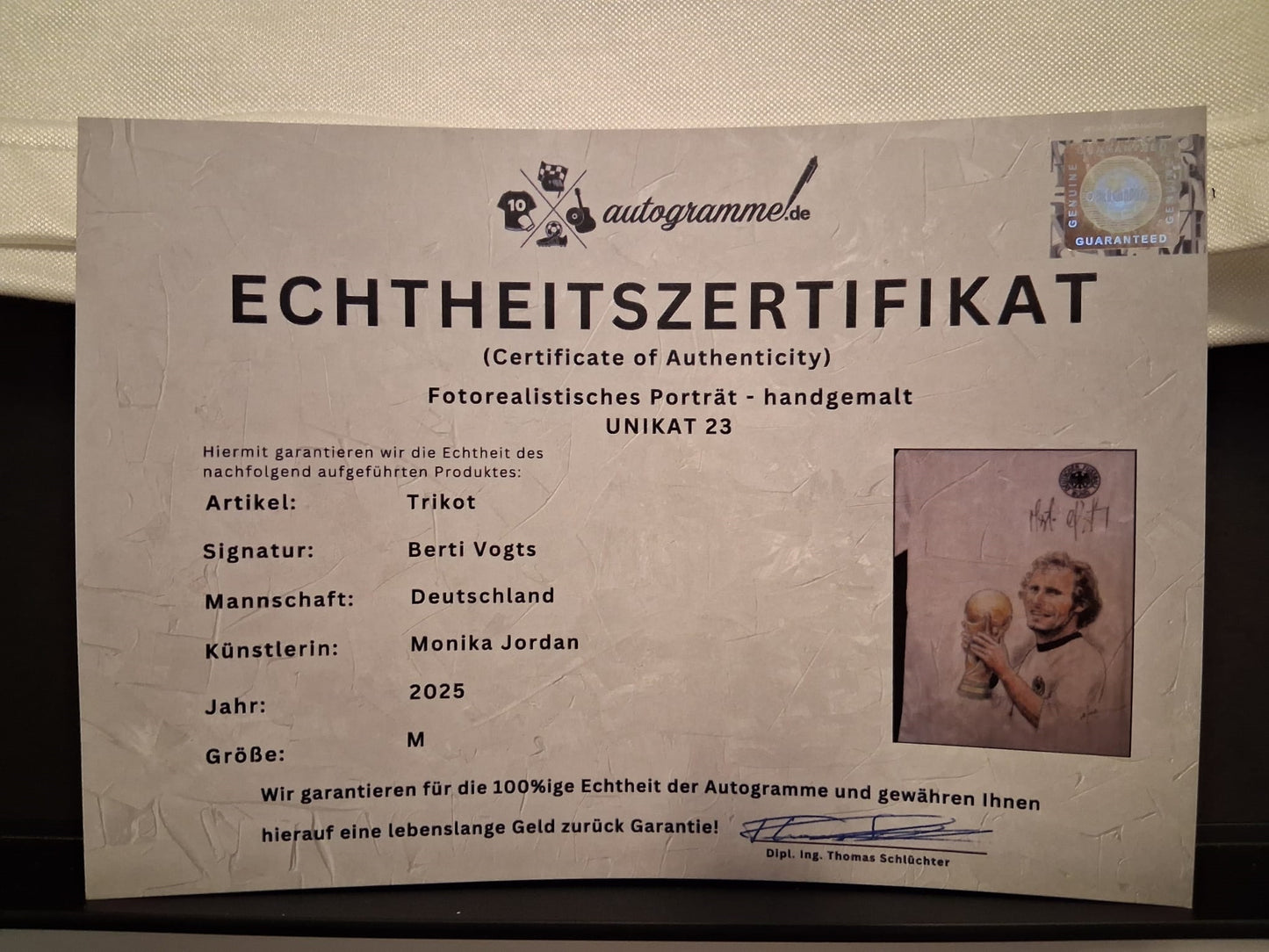DFB Trikot Portrait Berti Vogts handgemalt und signiert M