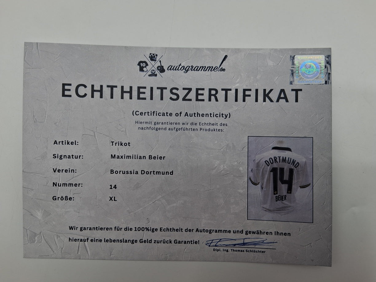 Borussia Dortmund jersey Maximilian Beier signed BVB Bundesliga Puma XL