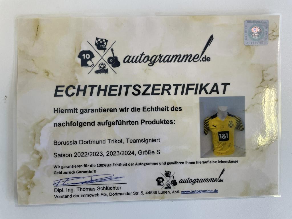 BVB Trikot 2021/2022 Teamsigniert Borussia Dortmund COA Neu Puma S
