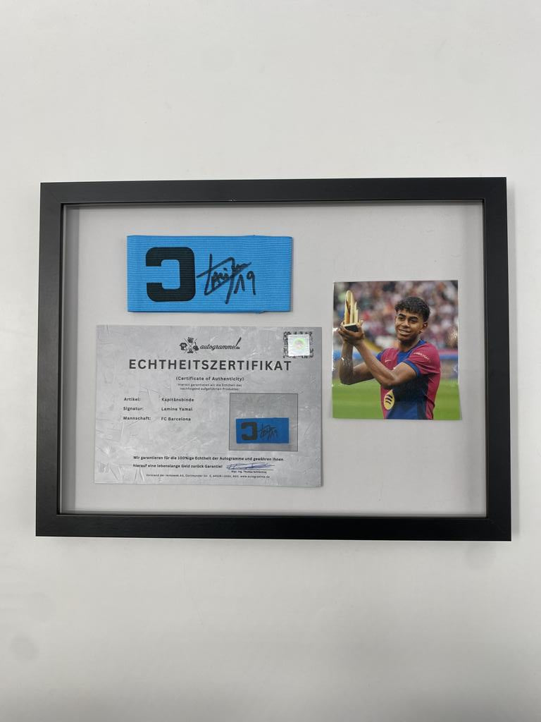 Kapitänsbinde Lamine Yamal signiert im Rahmen FC Barcelona COA Autogramm
