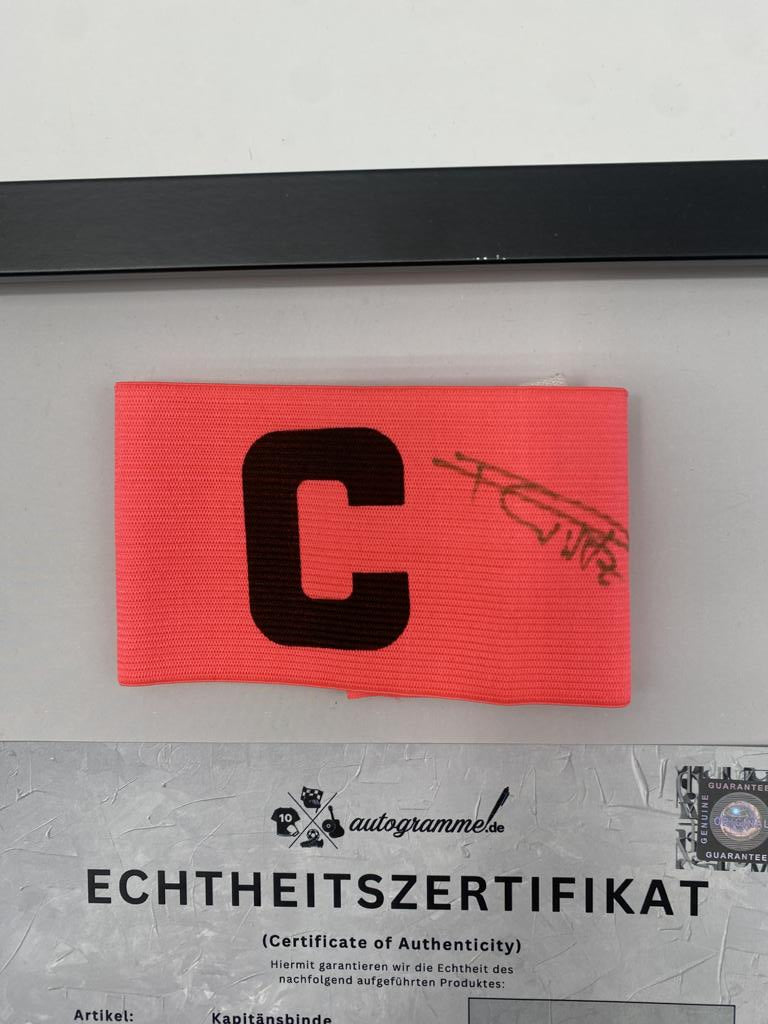 Captain's armband signed by Florian Wirtz in a frame FC Liverpool autograph