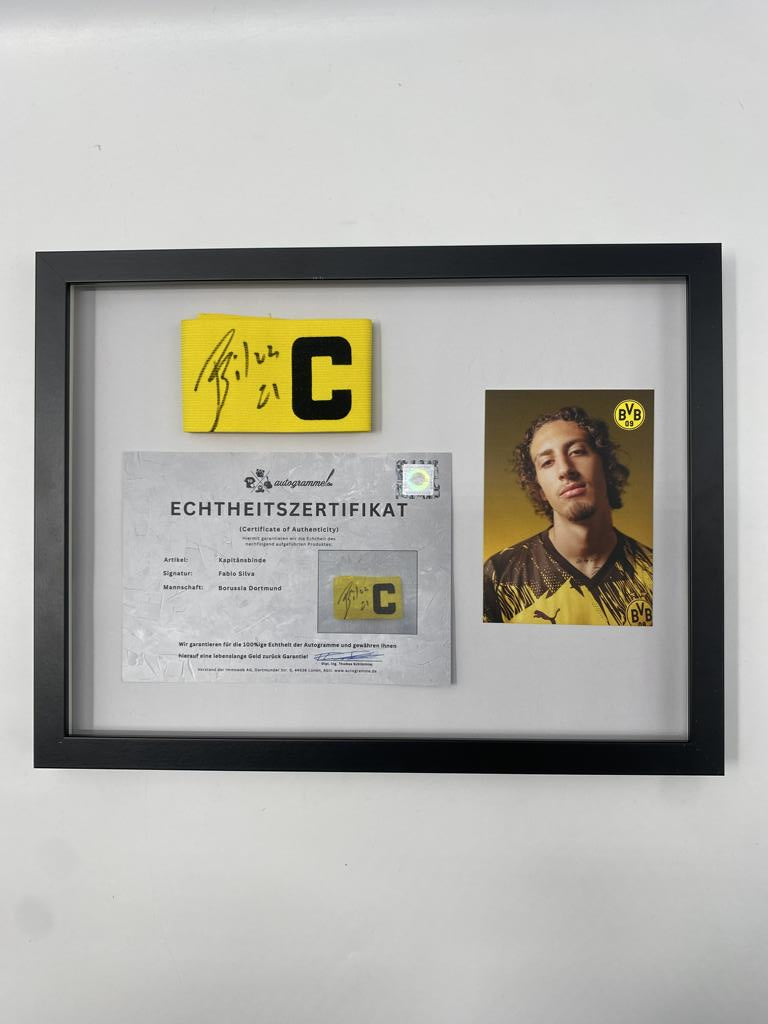 Kapitänsbinde Fabio Silva signiert im Rahmen Borussia Dortmund Autogramm COA