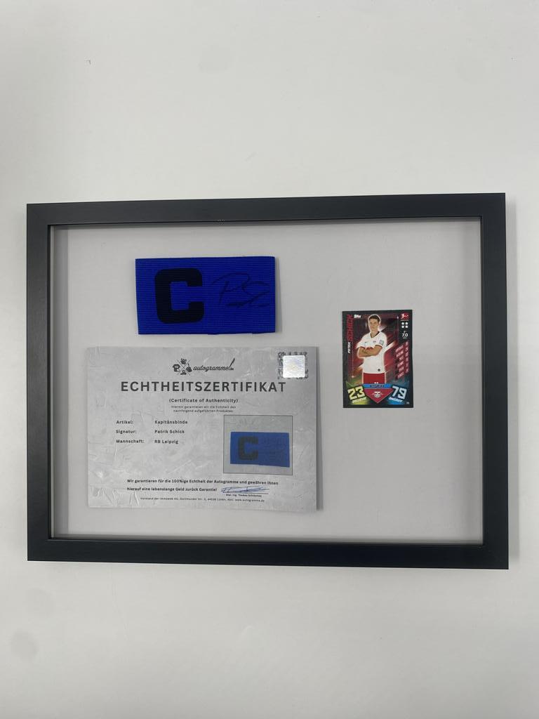 Kapitänsbinde Patrik Schick signiert im Rahmen RB Leipzig Autogramm Fußball COA
