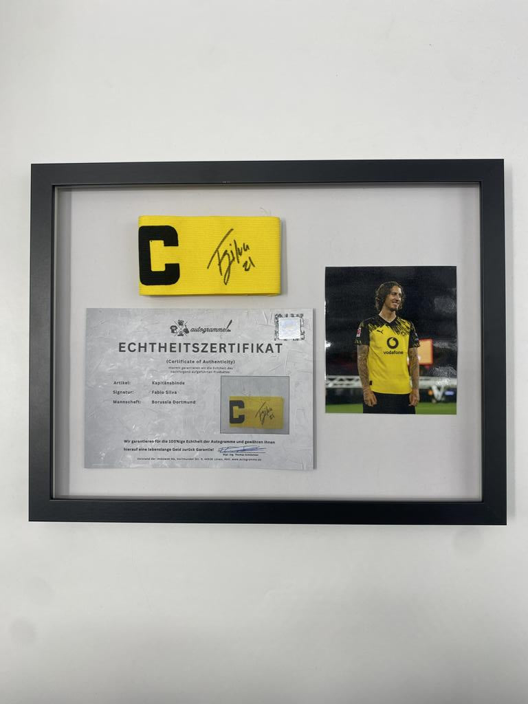 Kapitänsbinde Fabio Silva signiert im Rahmen Borussia Dortmund Autogramm COA