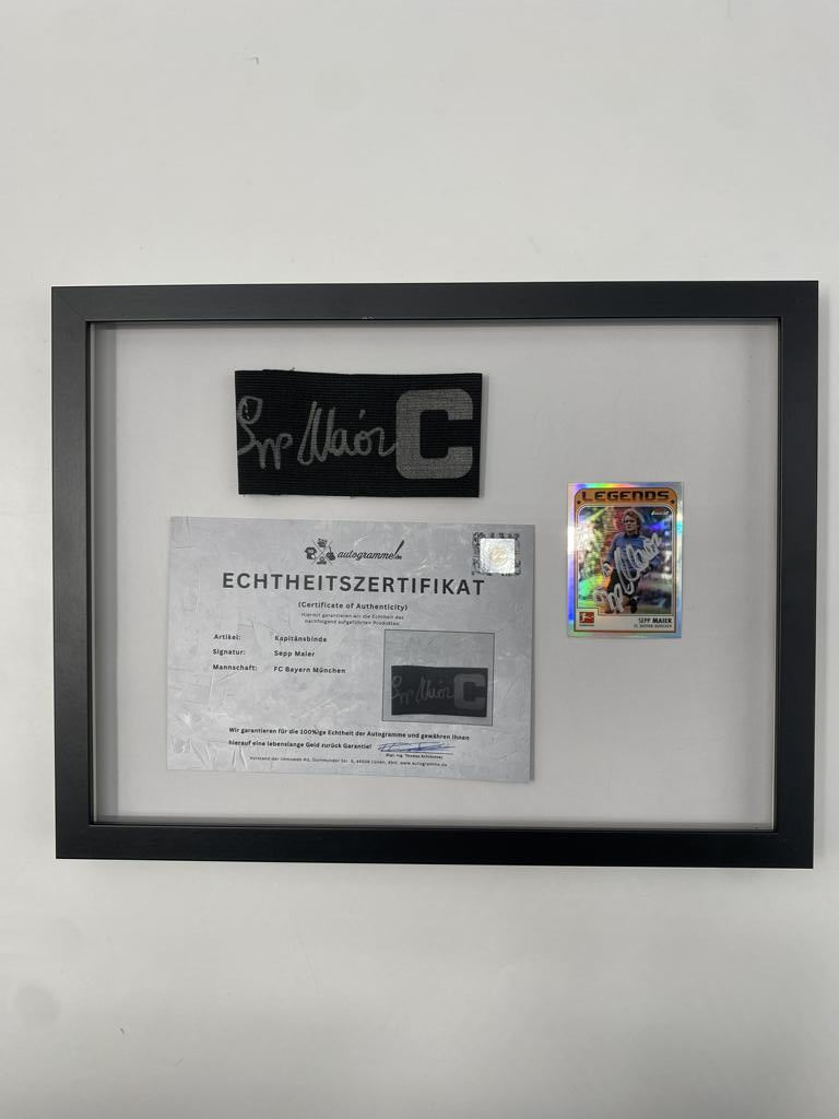 Kapitänsbinde Sepp Maier signiert im Rahmen Bayern München Fußball COA