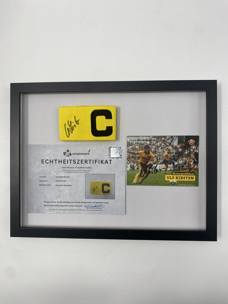 Captain's armband signed by Ulf Kirsten as part of the Dynamo Dresden COA Football campaign