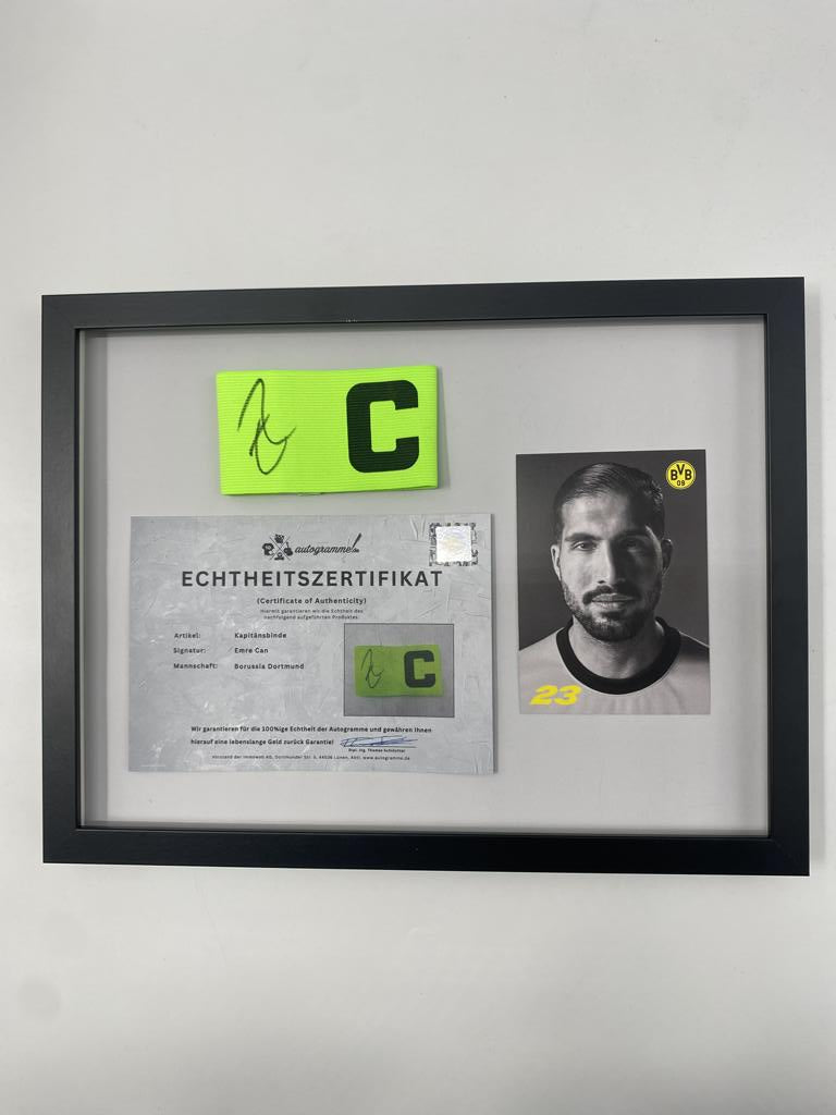 Captain's armband signed by Emre Can in a Borussia Dortmund COA frame