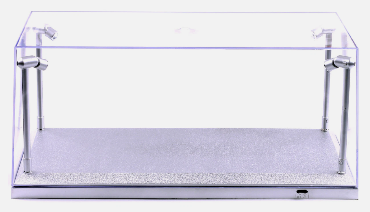 Football boot display case with LED lighting