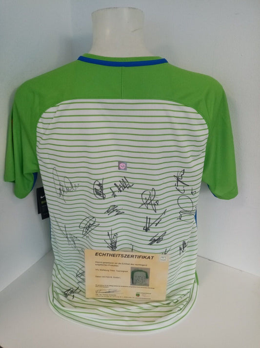 VFL Wolfsburg Trikot 17/18 Teamsigniert Wölfe Autogramm Fußball Nike Neu COA L