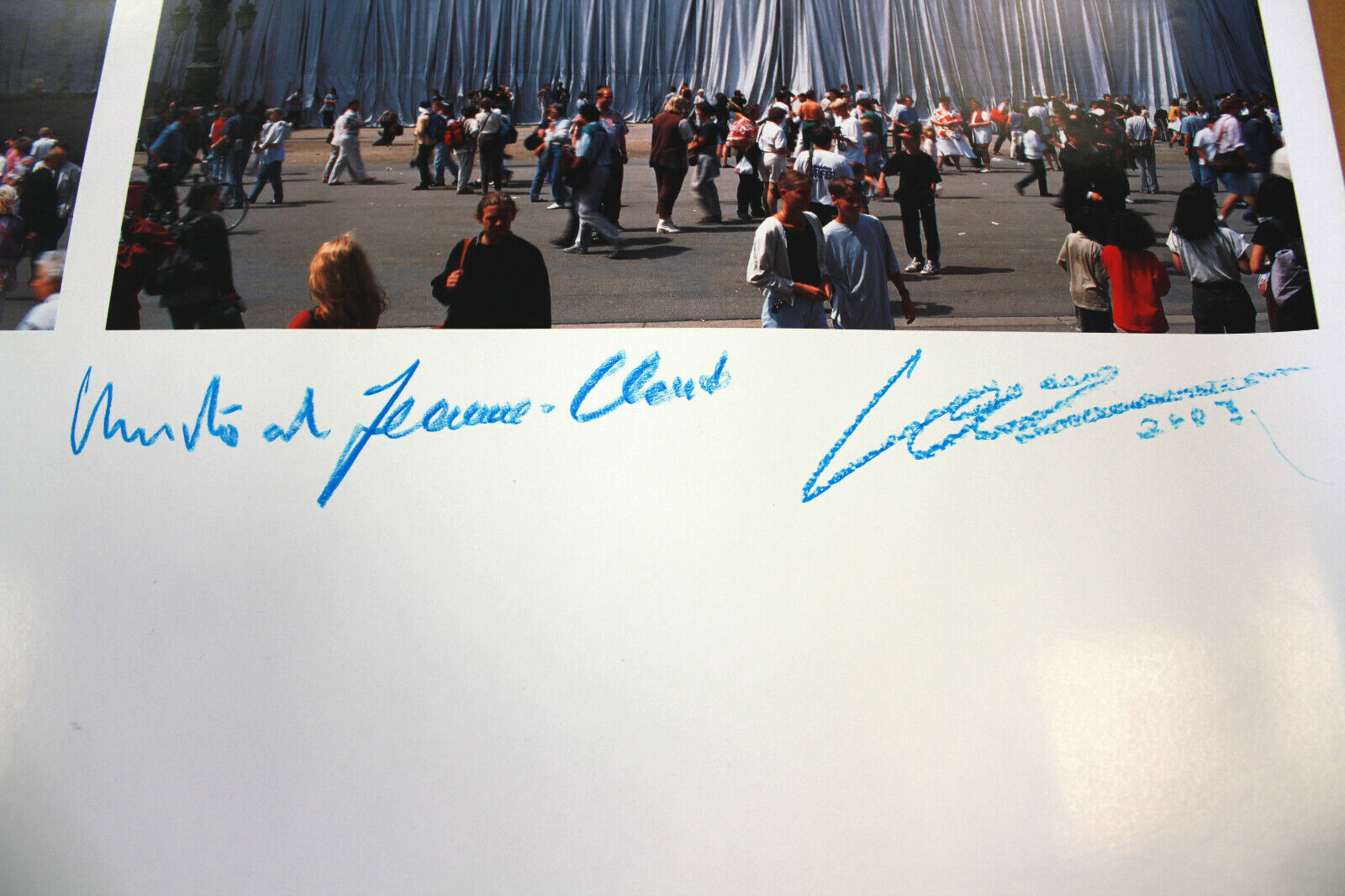 Christo and Jeanne Claude Hand -signed art print + original fabric from the Reichstag