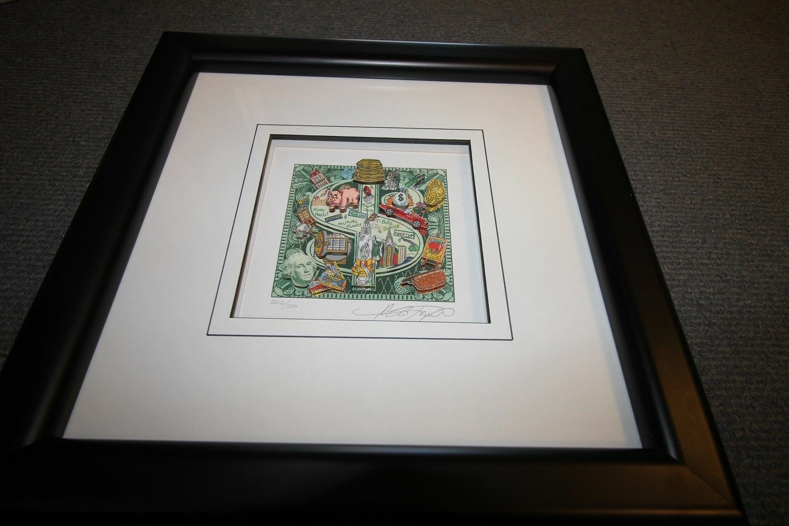 Charles Fazzino "Ka Ching" "Dollar" limited, signed 3D art print