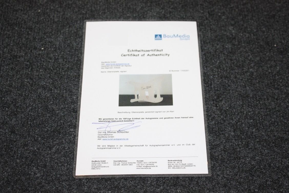 Gitarrenplatte, Jim Kerr signiert, Simple Minds, Musik, Charts, Neu, Unbenutzt