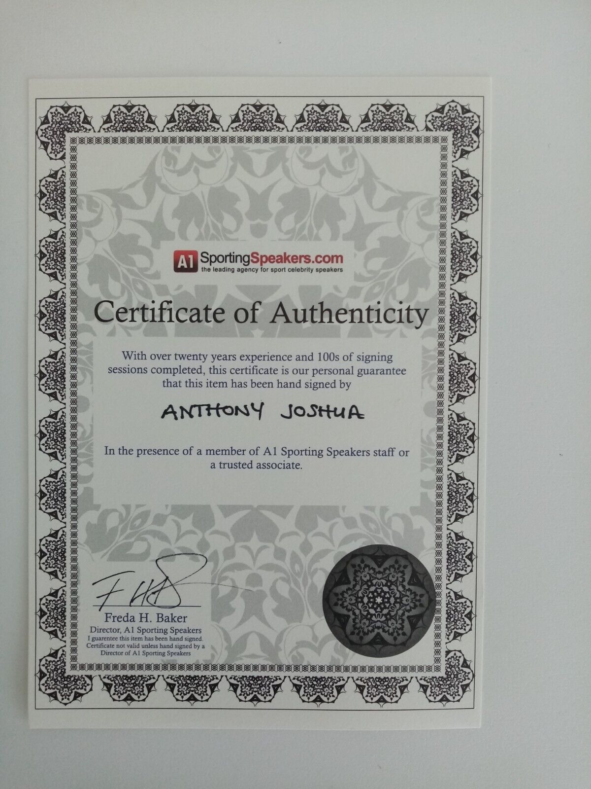 Boxing glove Anthony Joshua signed signature autograph boxing england coa