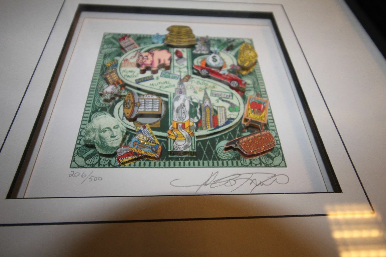Charles Fazzino "Ka Ching" "Dollar" limited, signed 3D art print