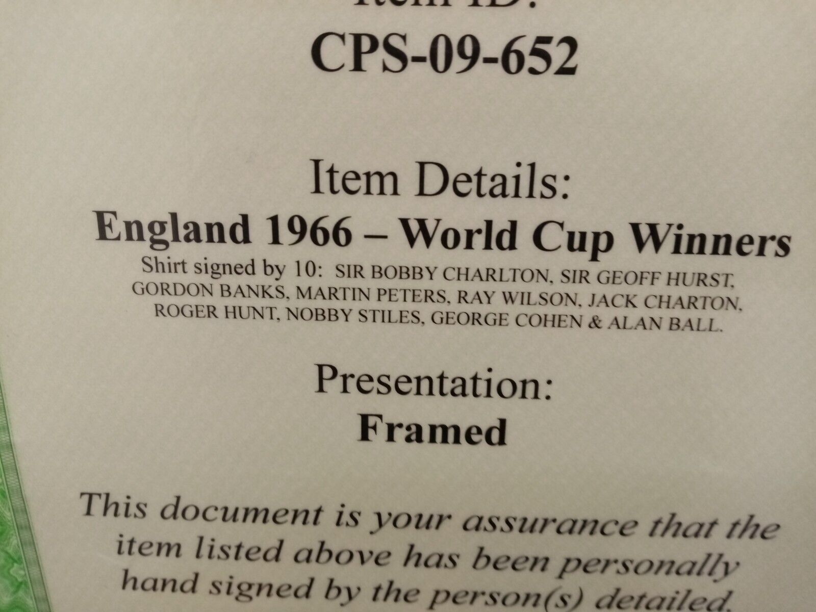 England Repro Trigot WM 1966 + frame team signed autograph Hurst Charlton Coa