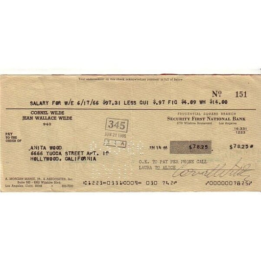 Scheck, original signiert von Cornelius Wilde, Autogramm, Film, Fernsehen, Kino