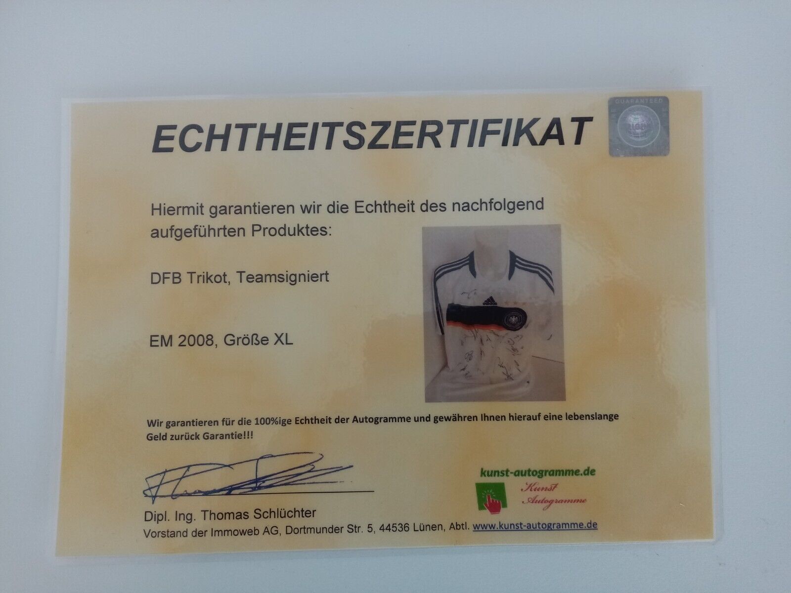 Germany jersey em 2008 team signed DFB football autograph euro adidas coa XL