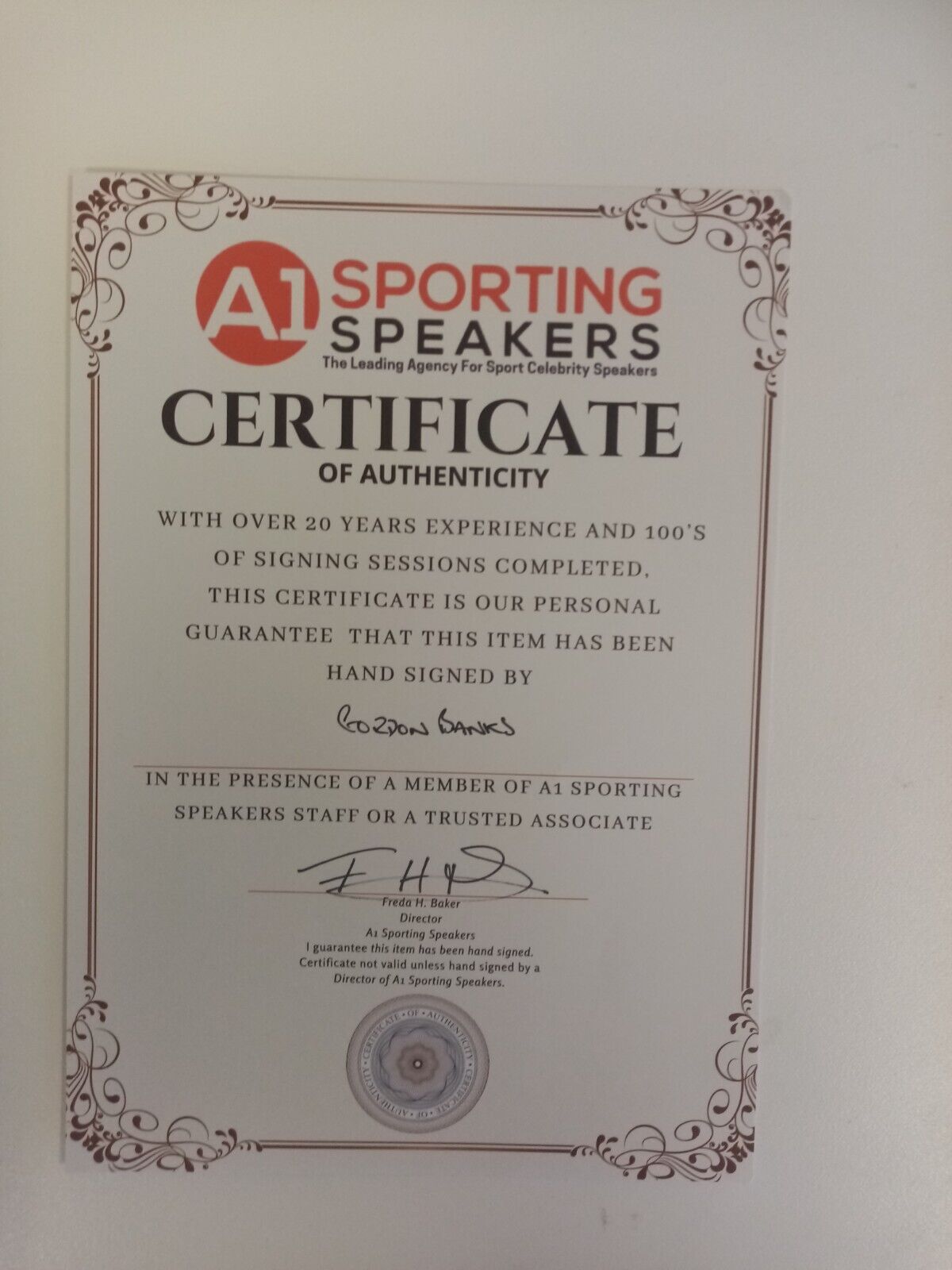 England replica goalkeeper jersey 1966 Gordon Banks signed wembley coa new l