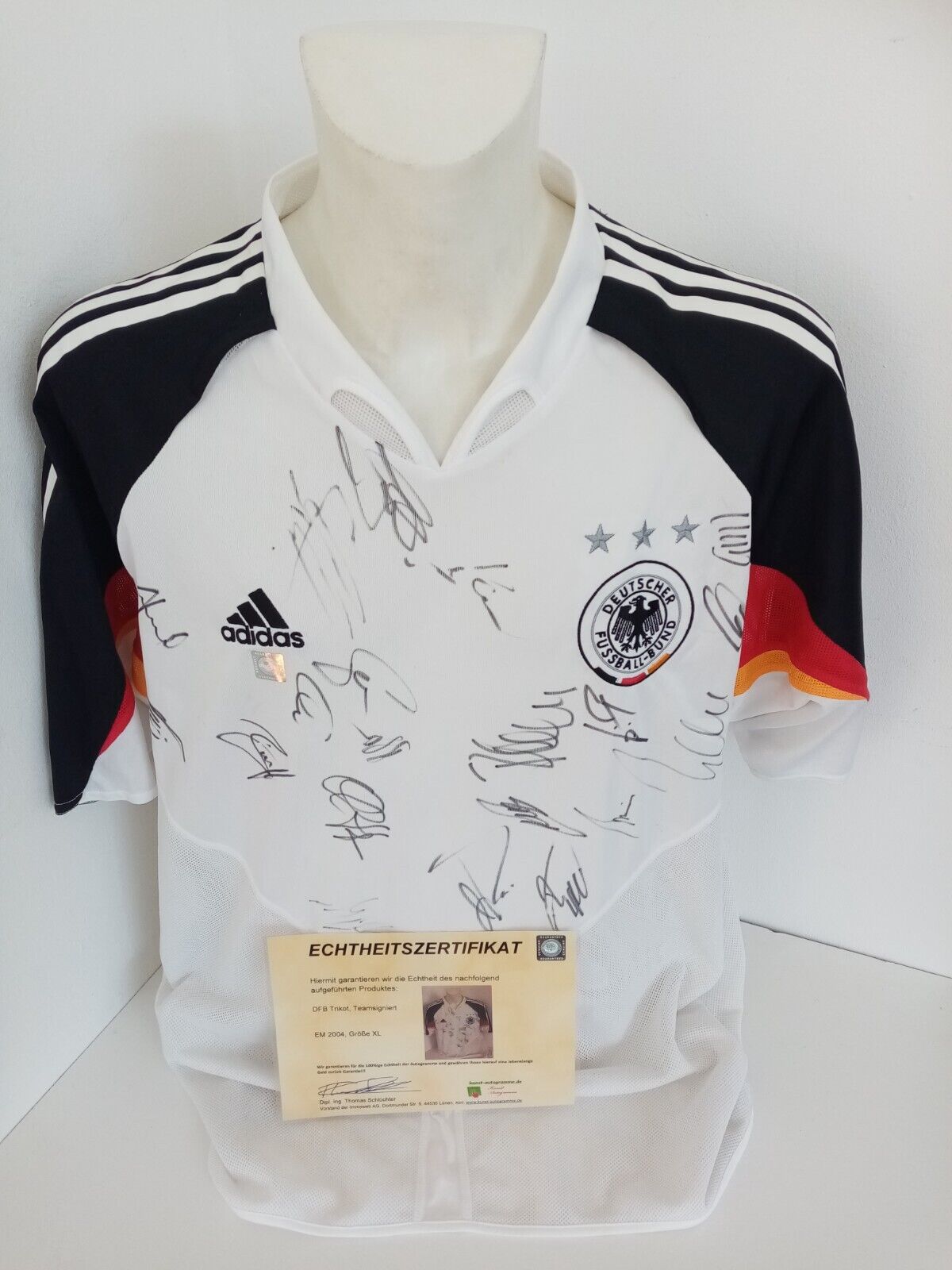 Germany jersey em 2004 team signed DFB football autograph Adidas Coa Euro XL