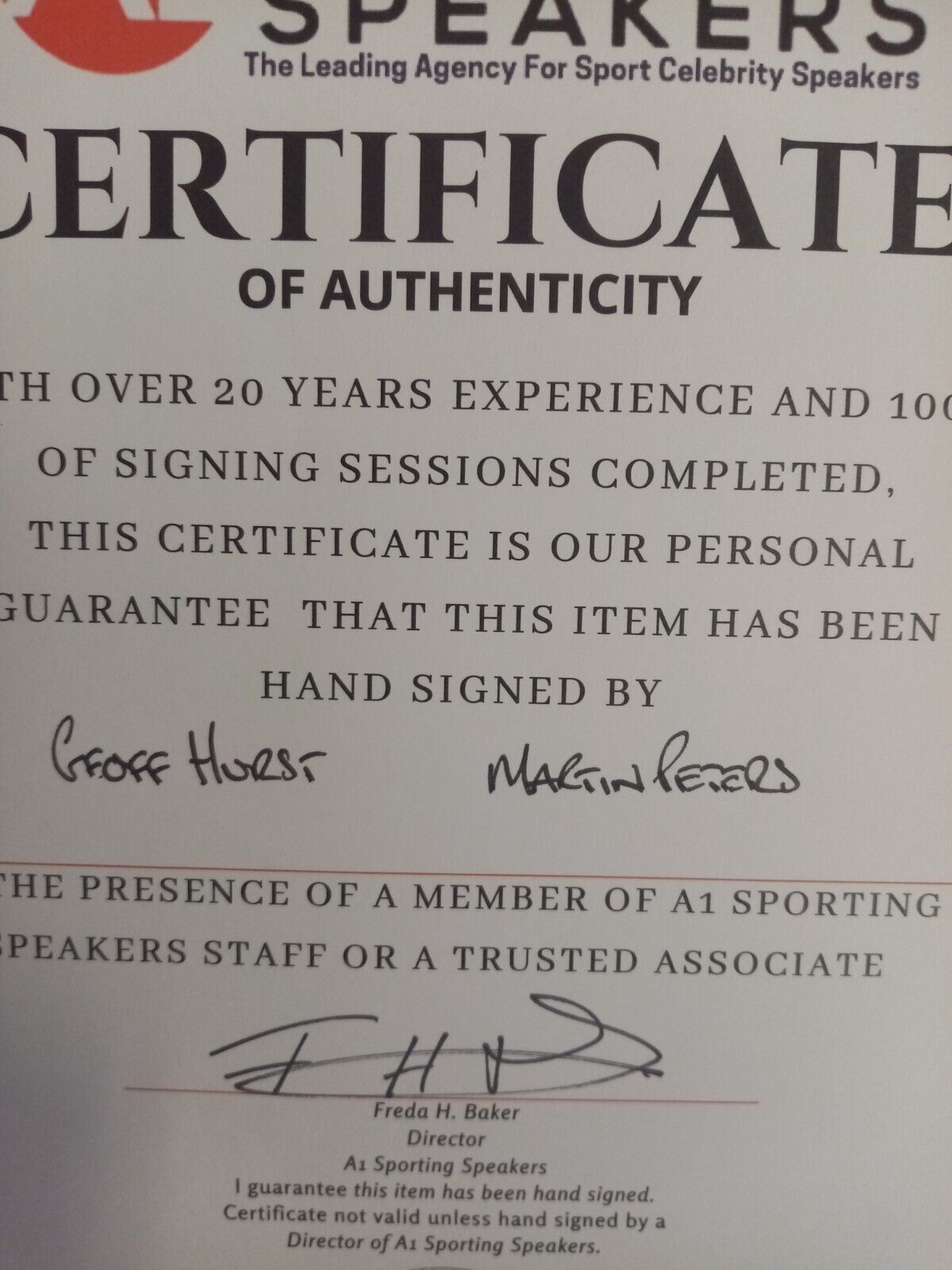 England Replica jersey World Cup 1966 Geoff Hurst + Martin Peters signed Wembley L