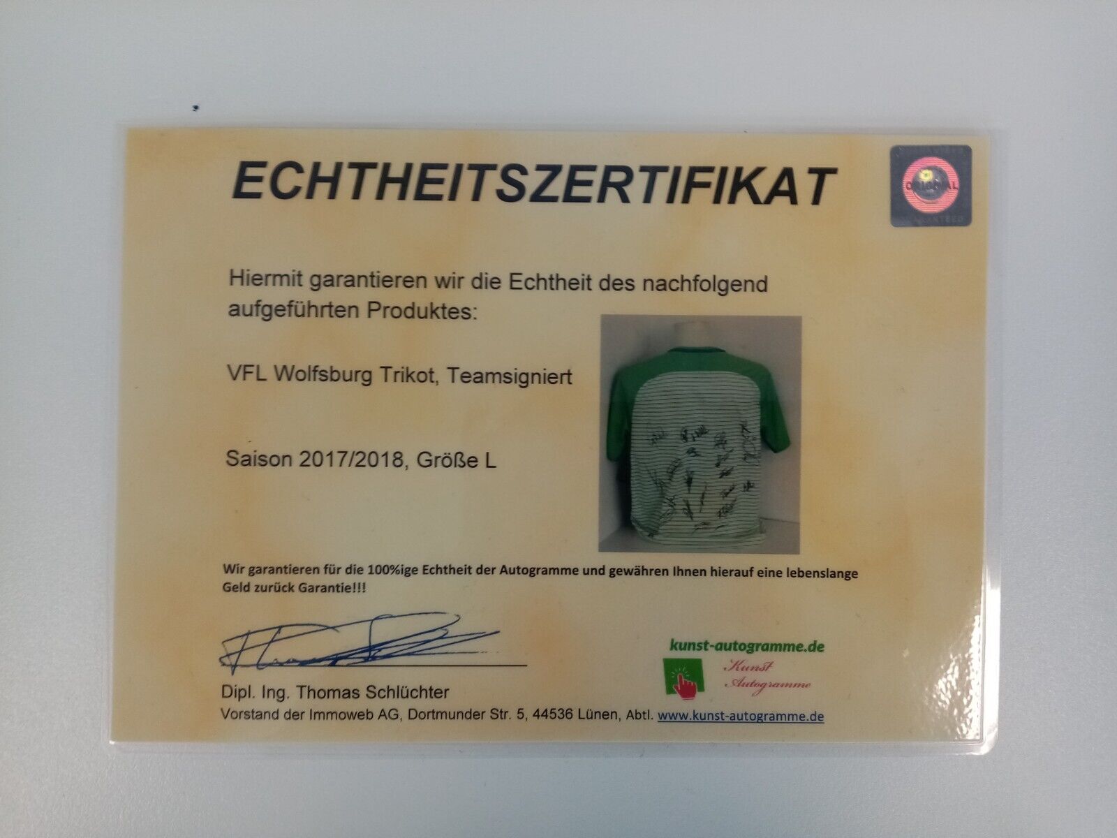 VfL Wolfsburg jersey 17/18 team signed wolves autograph football nike new coa l