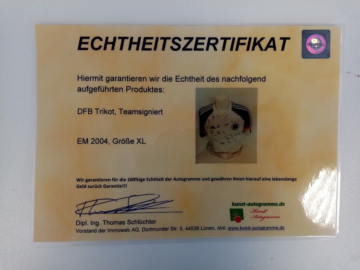 Deutschland Trikot EM 2004 Teamsigniert Euro Autogramm Fußball DFB Adidas XL