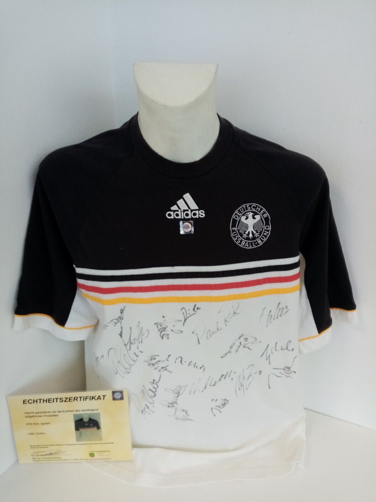 Deutschland Shirt 1998 Teamsigniert DFB Fußball Autogramm Euro Adidas COA L