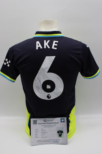 Manchester City Trikot Nathan Aké signiert Autogramm zertifiziert XS