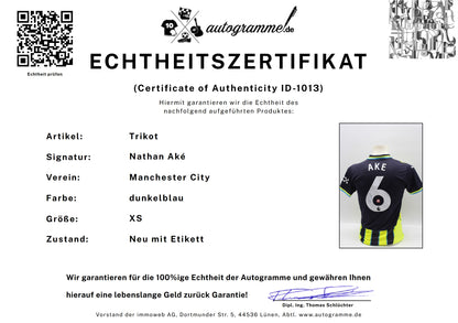 Manchester City Trikot Nathan Aké signiert Autogramm zertifiziert XS