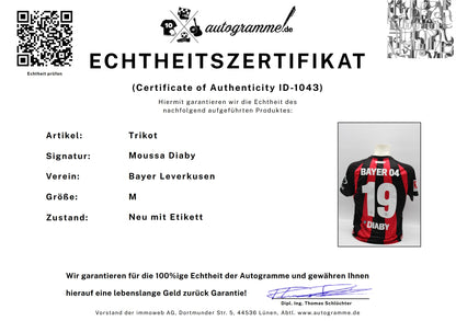 Bayer Leverkusen 2026/2027 Trikot Moussa Diaby signiert Autogramm zertifiziert M