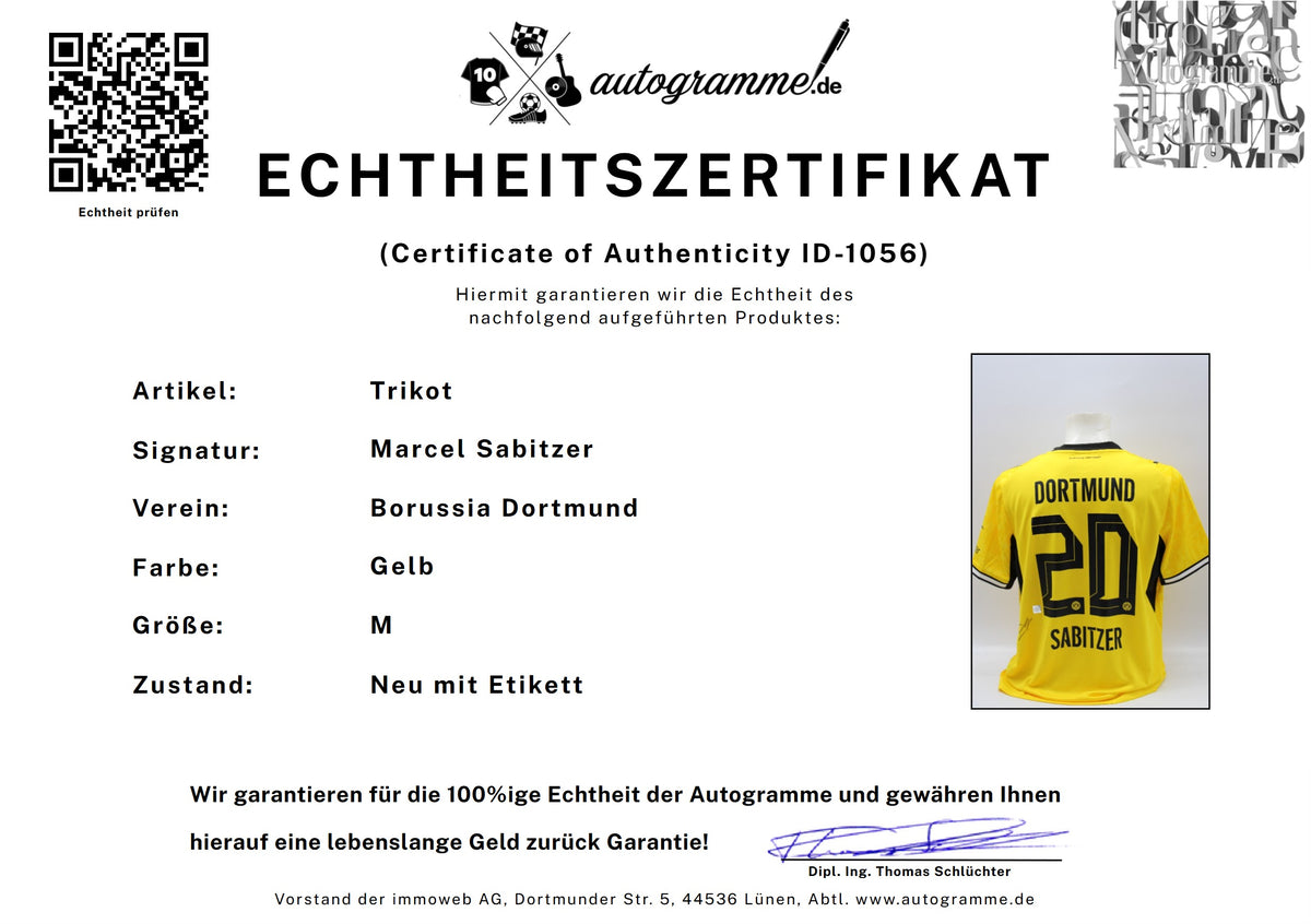 Borussia Dortmund Trikot Marcel Sabitzer signiert Autogramm zertifiziert M
