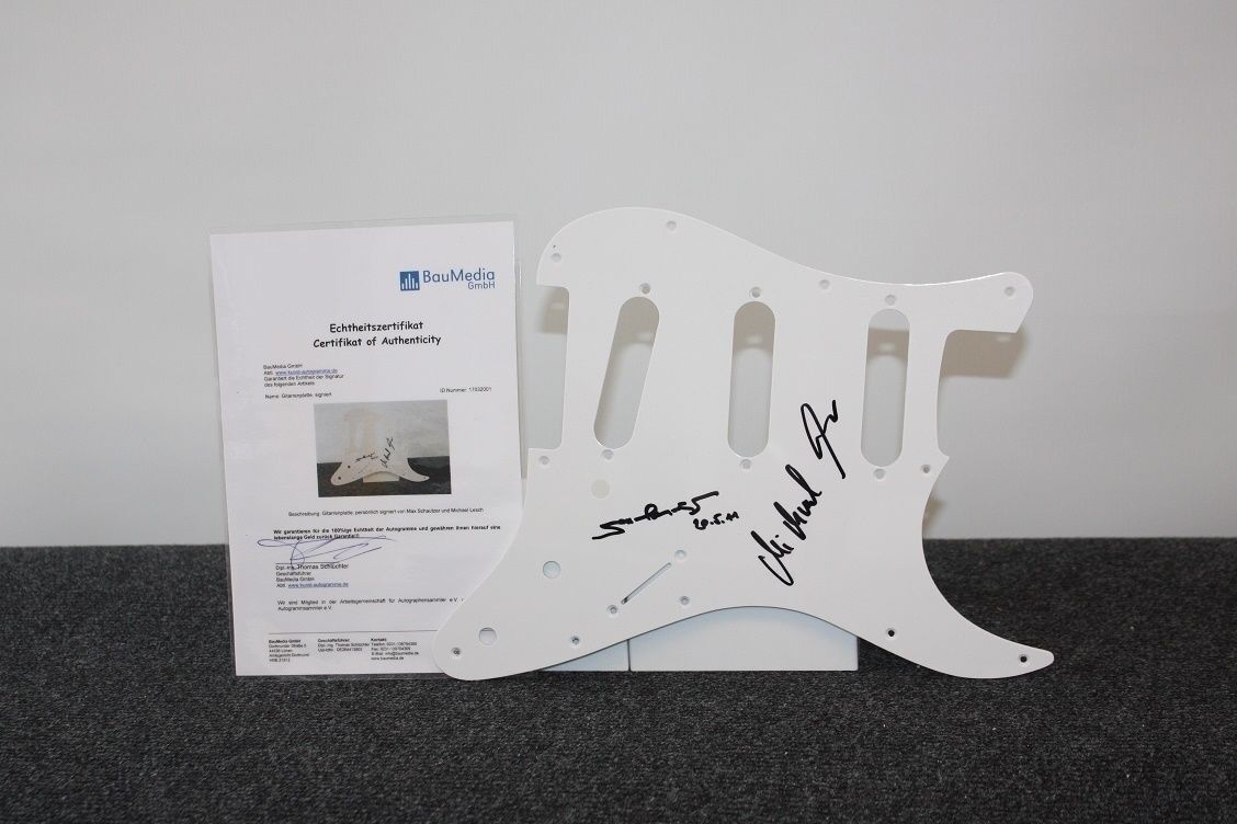 Guitar plate, Max Schauzer, Michael Lesch signed the investigator, new television