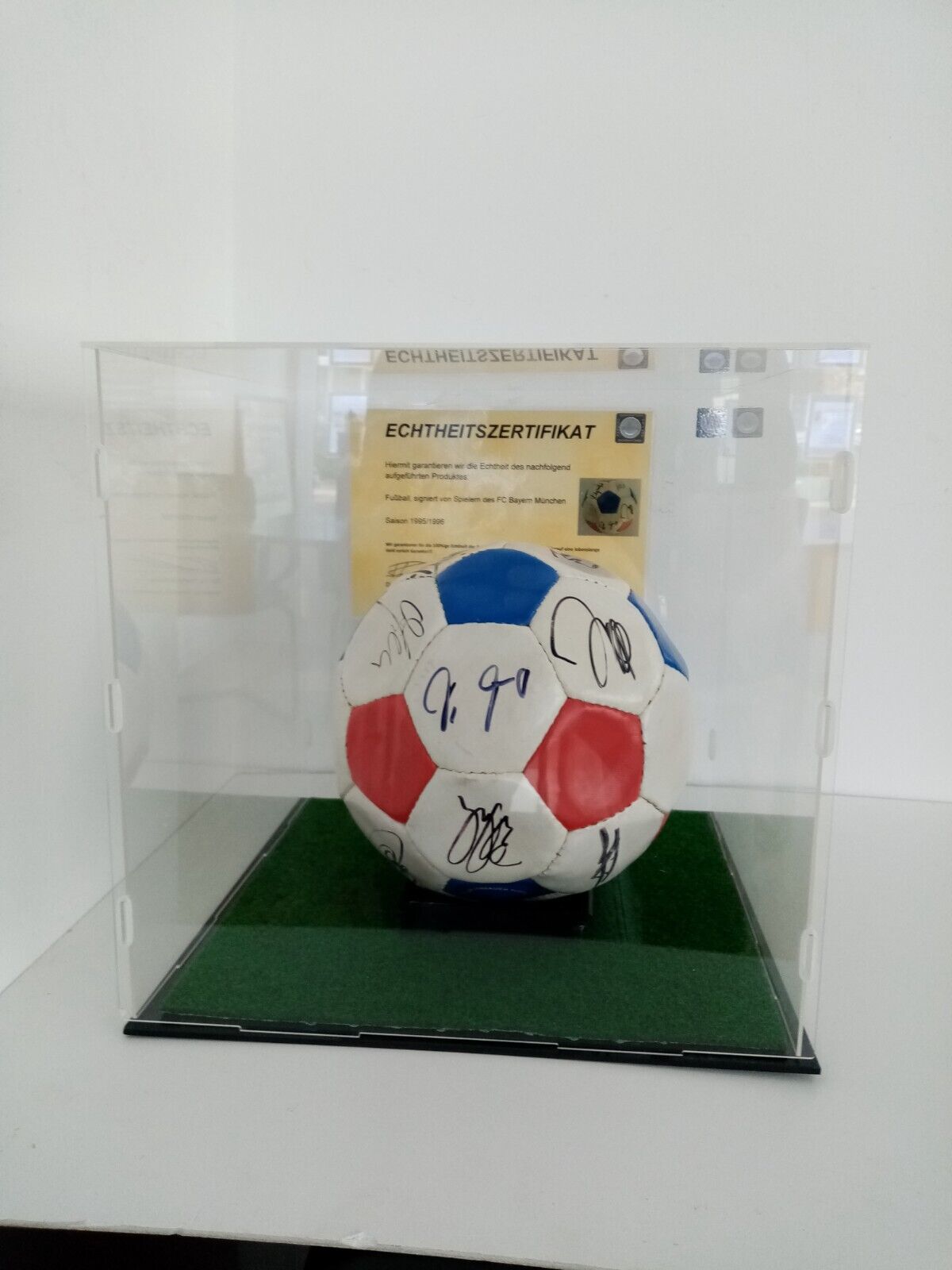 Fußball Bayern München signiert 1995/1996 + Vitrine Unterschrift COA Bundesliga