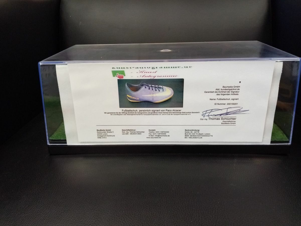 Football shoe Alcacer signed Villareal, Spain, La League, autograph football new