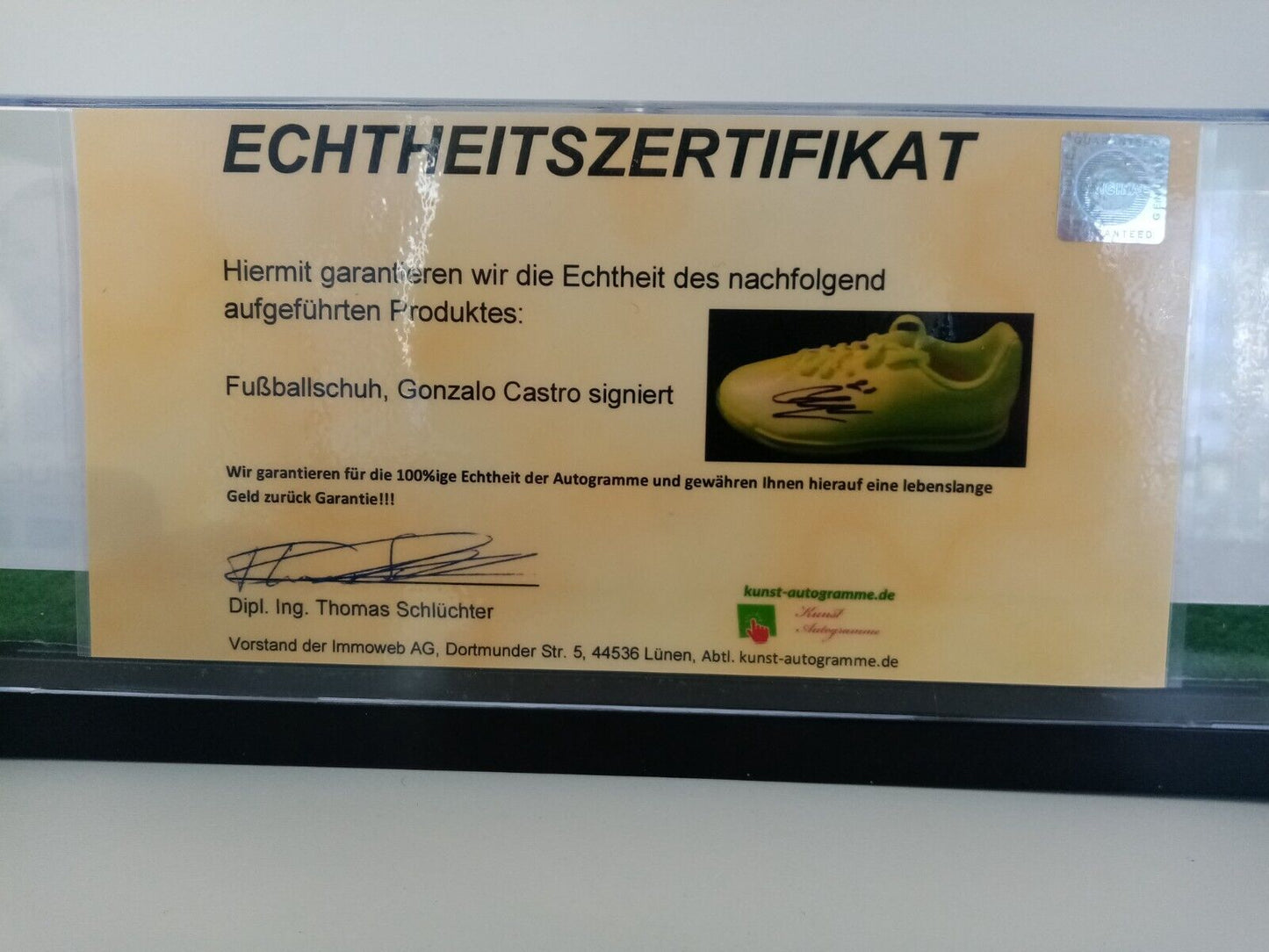 Football shoe Gonzalo Castro signed New autograph football bundesliga Nike Coa