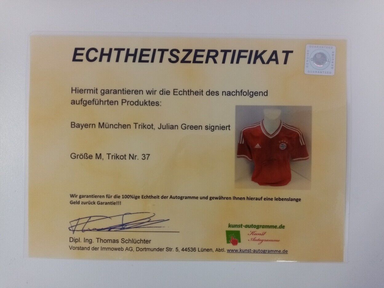 Bayern München Trikot Julien Green signiert Autogramme Bundesliga Adidas FCB M