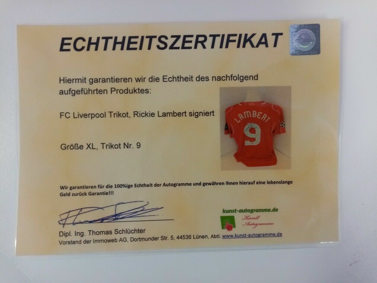 FC Liverpool jersey Rickie Lambert signed autograph soccer england warrior XL