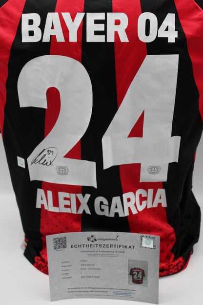 Bayer Leverkusen 2026/2027 Trikot Aleix Garcia signiert Autogramm zertifiziert L