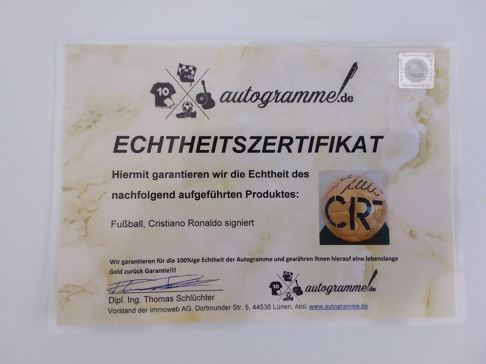 Fußball Cristiano Ronaldo signiert Portugal Fußball Real Madrid Autogramm Ball