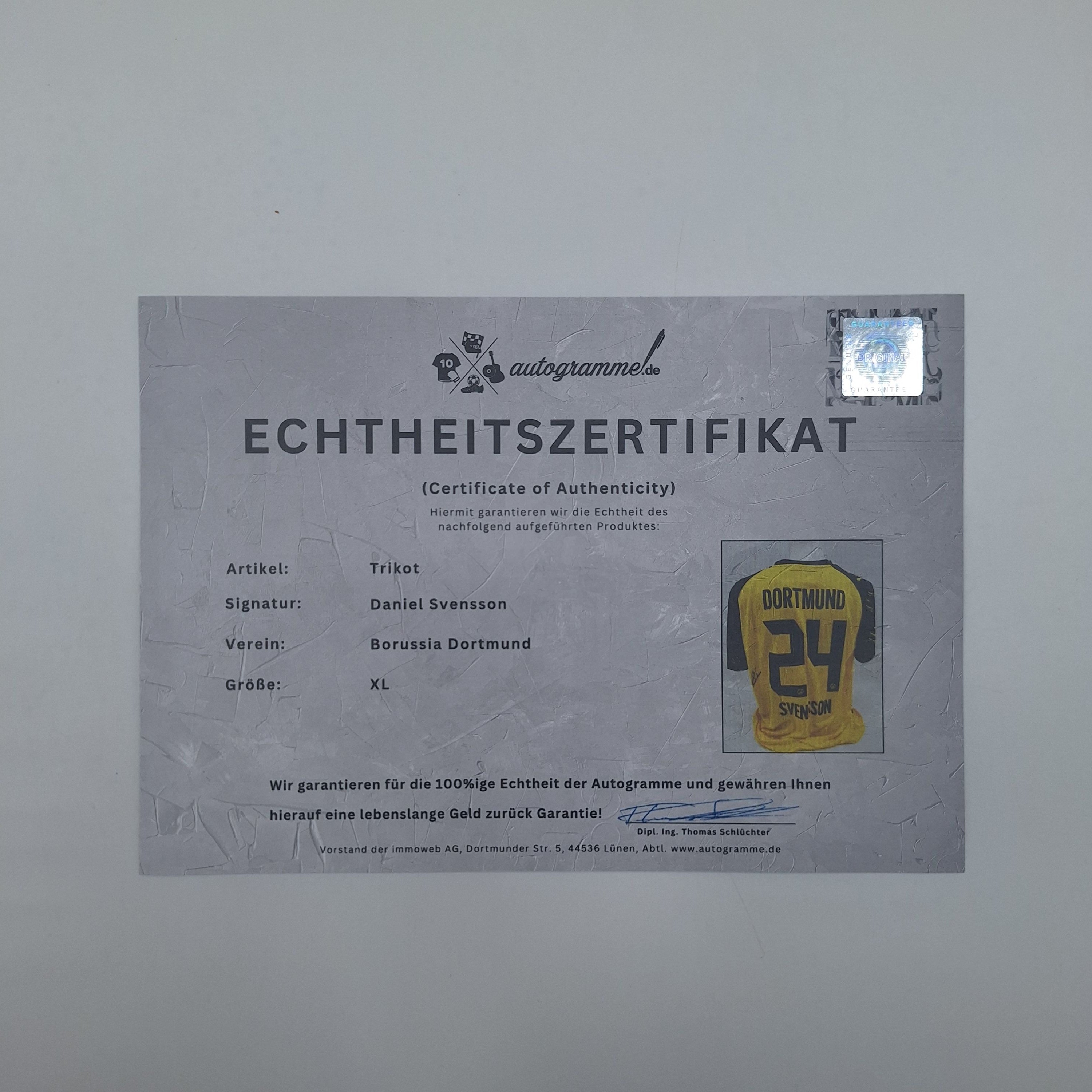 Borussia Dortmund Trikot Daniel Svensson signiert BVB Autogramm Puma neu XL