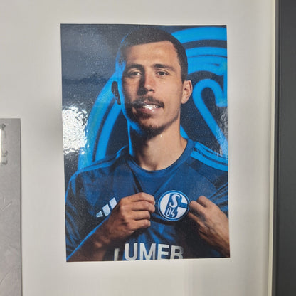 Kapitänsbinde Ron Schallenberg signiert im Rahmen Schalke 04 COA grün