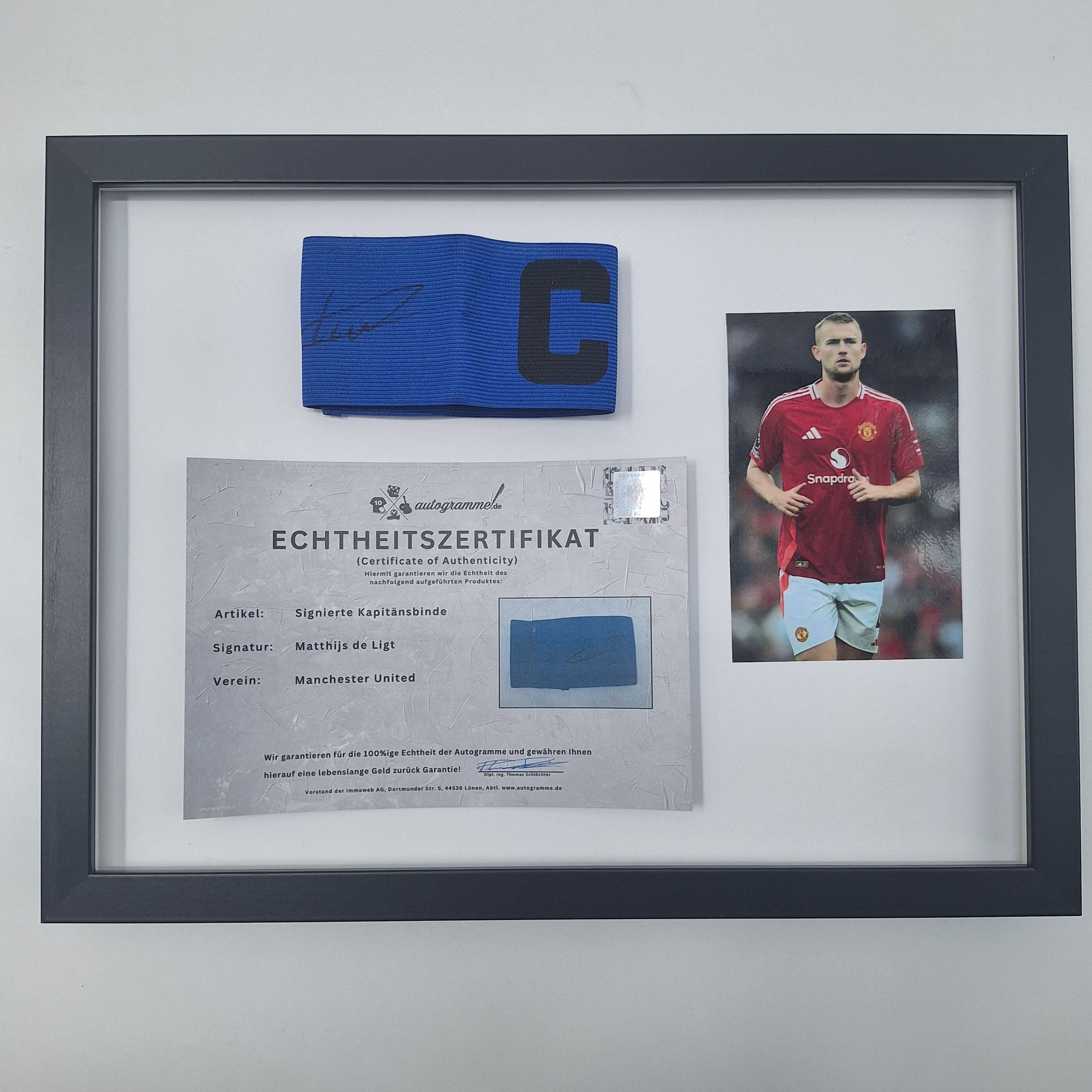 Kapitänsbinde Matthijs de Ligt signiert im Rahmen Manchester United COA