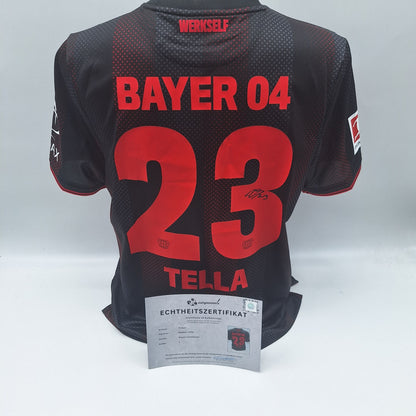 Bayer Leverkusen Trikot Nathan Tella  signiert New Balance COA Autogramm L
