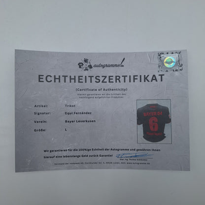 Bayer Leverkusen Trikot Equi Fernandez signiert New Balance COA Autogramm L