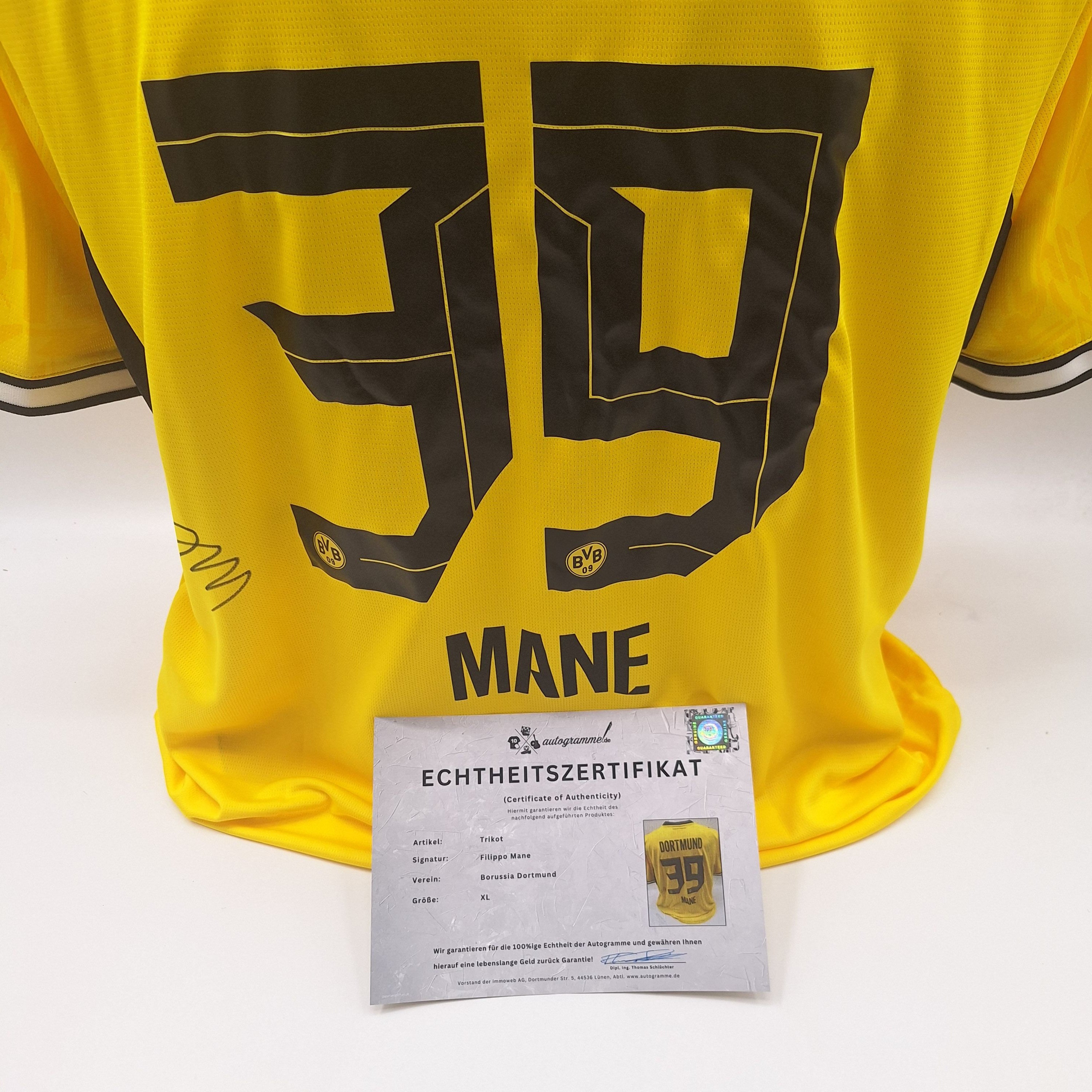 Borussia Dortmund Trikot Filippo Mané signiert BVB Puma XL