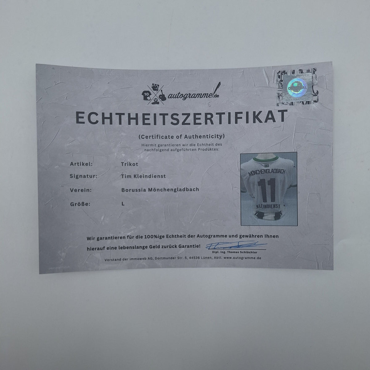Borussia Mönchengladbach Trikot Tim Kleindienst signiert Puma L 24/25