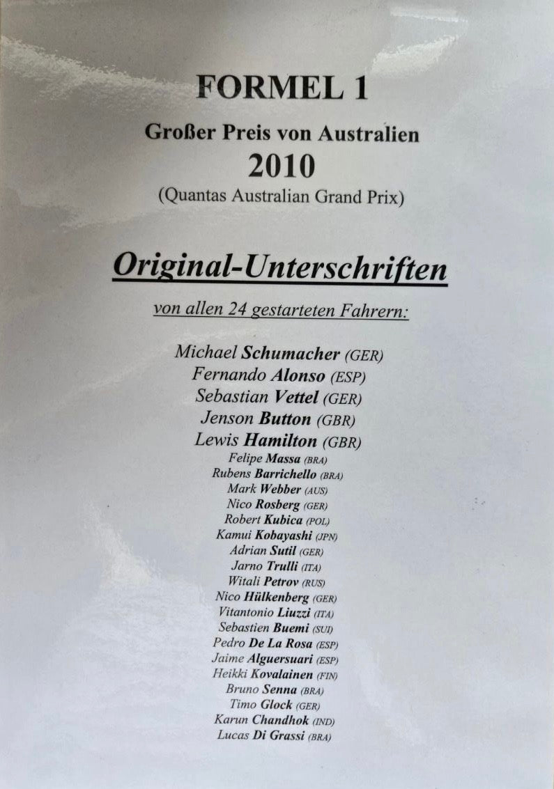 Formel 1 Helm unterschrieben von 24 Fahrern Unterschrift Michael Schumacher